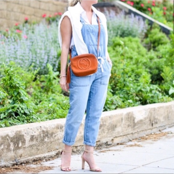 Loft Distressed Chambray Drawstring Overalls - Picture 2 of 11